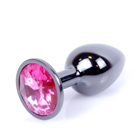 Jewellery Dark Silver Plug Pink - metalowy plug analny z różowym kryształem - 7