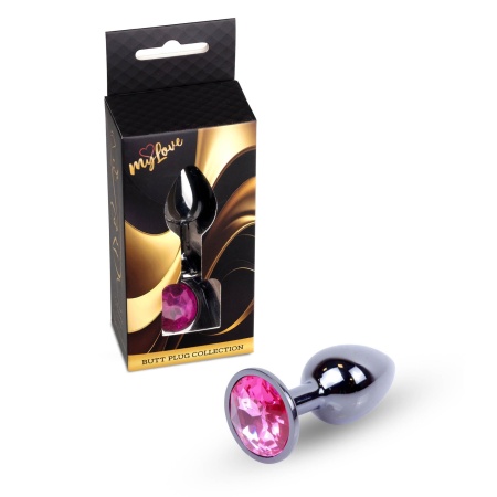 Jewellery Dark Silver Plug Pink - metalowy plug analny z różowym kryształem - 8