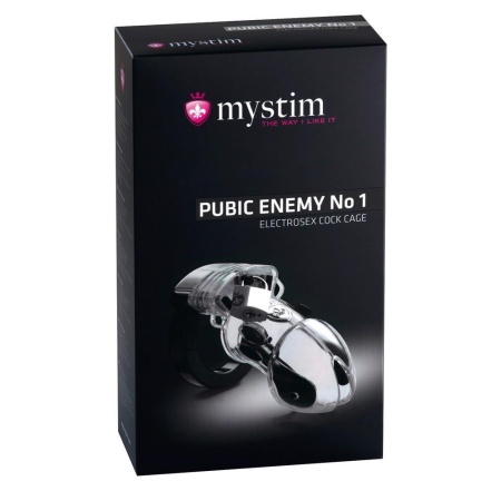 Klatka na penisa Pubic Enemy No 1 Transparent – przezroczysty silikon, zamek z 2 kluczami i kabel elektrodowy, długość 8,2–9,4 c - 1
