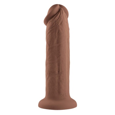 EVOLVED 7INCH GIRTHY VIBRATING DONG, DARK FLESH - 1 2