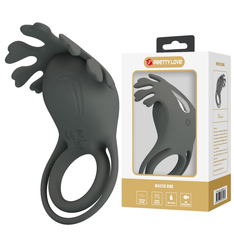 Wibrujący pierścień erekcyjny Master Ring - 7 trybów, regulowany obwód, silikon medyczny, ładowanie USB - 1