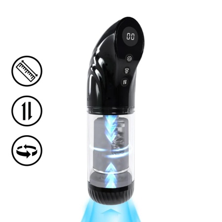 StrokeMate - Suction Rotation and Thrusting Masturbator Pump - Black - 1
