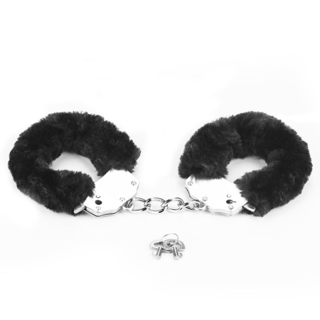 Kajdanki z futerkiem Fetish Pleasure czarne 19x7,5 cm - 5