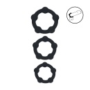 Beaded Silicone Cockring Set of 3 - S/M/L - Black - 2