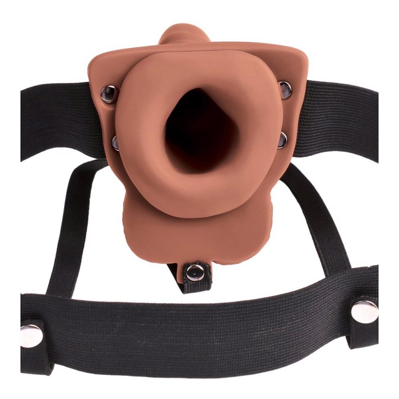 Wydrążony strap-on FF 6 Hollow z wibracją o 10 trybach, regulowanym pasem i jądrami, długość 17,8 cm, średnica wewnętrzna 4,1 cm - 4