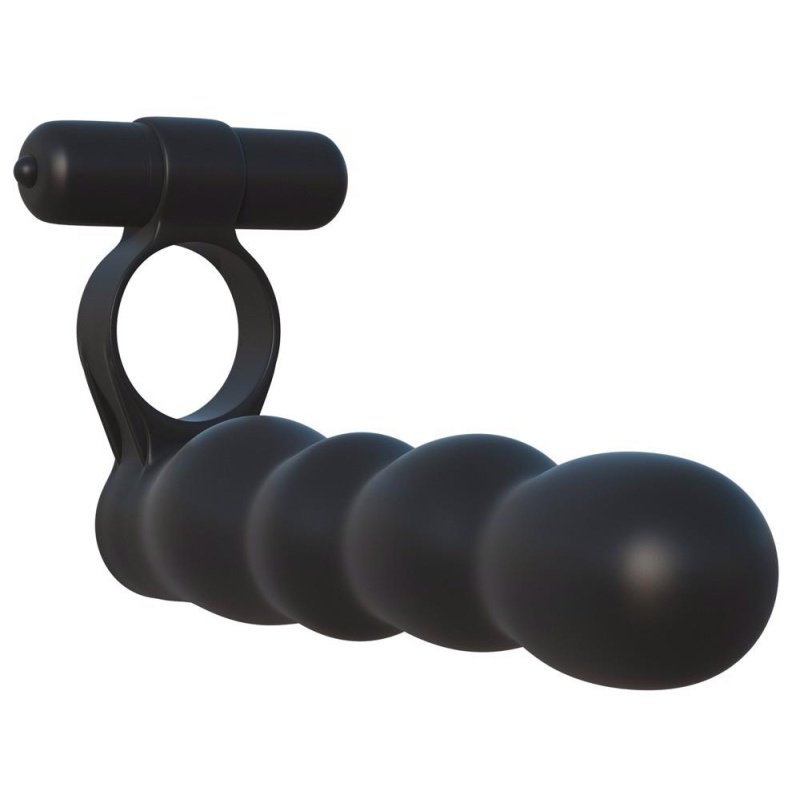Pierścień penisa z dildo analnym Posable Partner Double Pen – wodoodporny wibrobullet, dildo 12,7 cm, pierścień Ø 3 cm - 2