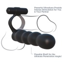 Pierścień penisa z dildo analnym Posable Partner Double Pen – wodoodporny wibrobullet, dildo 12,7 cm, pierścień Ø 3 cm - 8