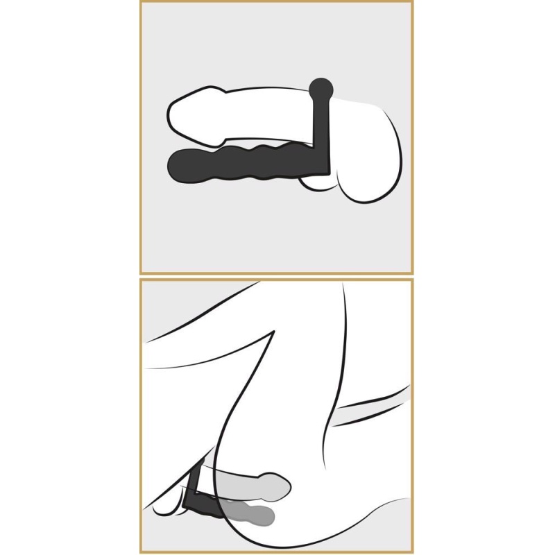 Pierścień penisa z dildo analnym Posable Partner Double Pen – wodoodporny wibrobullet, dildo 12,7 cm, pierścień Ø 3 cm - 9