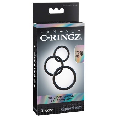 Zestaw 3 elastycznych pierścieni na prącie Silicone 3 Ring Stamina Set – silikon, średnice 5,1 / 4 / 3,2 cm, regulacja ucisku, b - 1