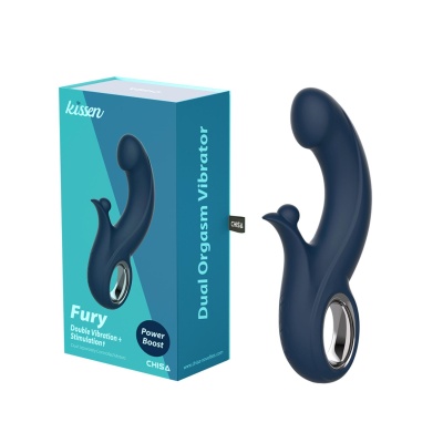 Wibrator Fury — silikon + ABS, zakrzywiony stymulator łechtaczki i G-spotu, 20,3 cm - 1