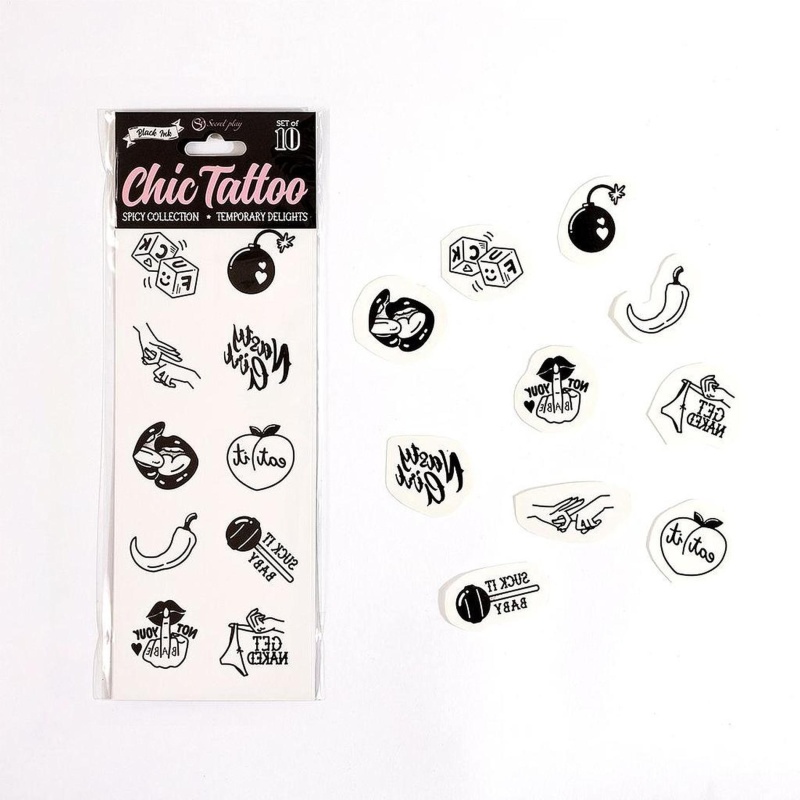 SET of 10 TEMPORARY TATTOOS - SPICY COLLECTION - 1