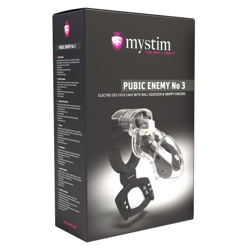 Klatka na penisa z funkcją elektrostymulacji (e-stim) Mystim Pubic Enemy No 3, regulowana średnica 3,4–4,7 cm - 1