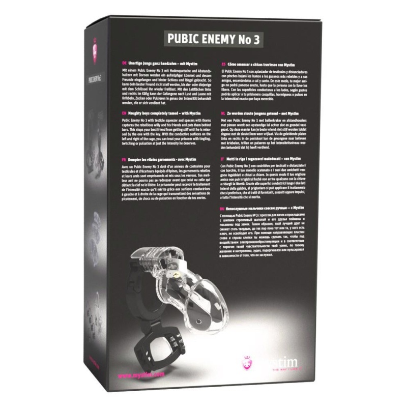 Klatka na penisa z funkcją elektrostymulacji (e-stim) Mystim Pubic Enemy No 3, regulowana średnica 3,4–4,7 cm - 6