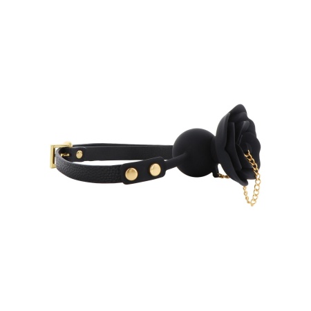 Rose Ball Gag with Plug Black - 5