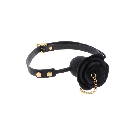 Rose Ball Gag with Plug Black - 10