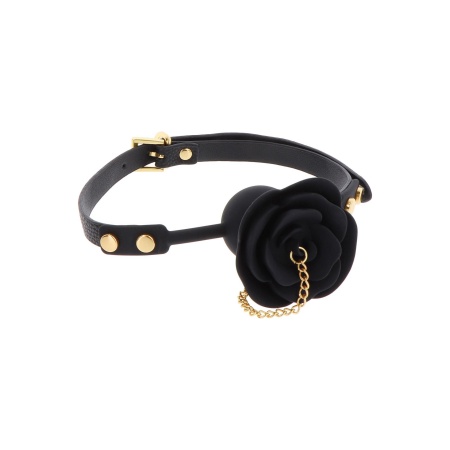 Rose Ball Gag with Plug Black - 11