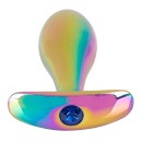 Zestaw zatyczek analnych Rainbow – 2 metalowe korki z tęczowym wykończeniem, dł. wkładania 8,2 cm i 7,6 cm, szeroka podstawa - 5