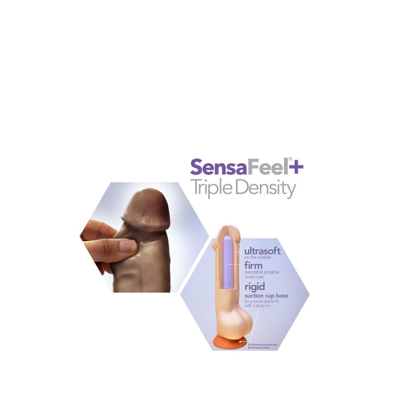 Realistyczny Dildo Posable Chocolate z Formowalnym Trzonem i Przyssawką, TPE, 16,5 cm - 5