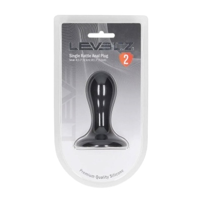 Single Rattle Liquid Silicone Anal Plug - S - Black - 1 2