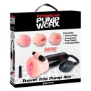 Pompka do penisa PW Travel Trio Pump Set – masturbator wibro-ssący z 3 mankietami, cylinder 20,5 cm x 8 cm - 1