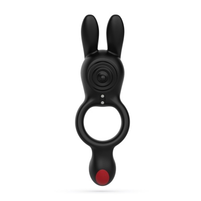 Wibrujący pierścień Dingo Double z pilotem - 16 cm, czarny - 1 2