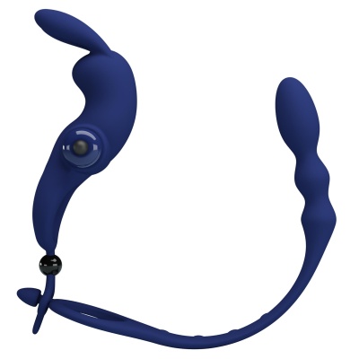 Pierścień na penisa z wtyczką analną Powerful Ring - 10 funkcji wibracji, 15 cm - 1 2