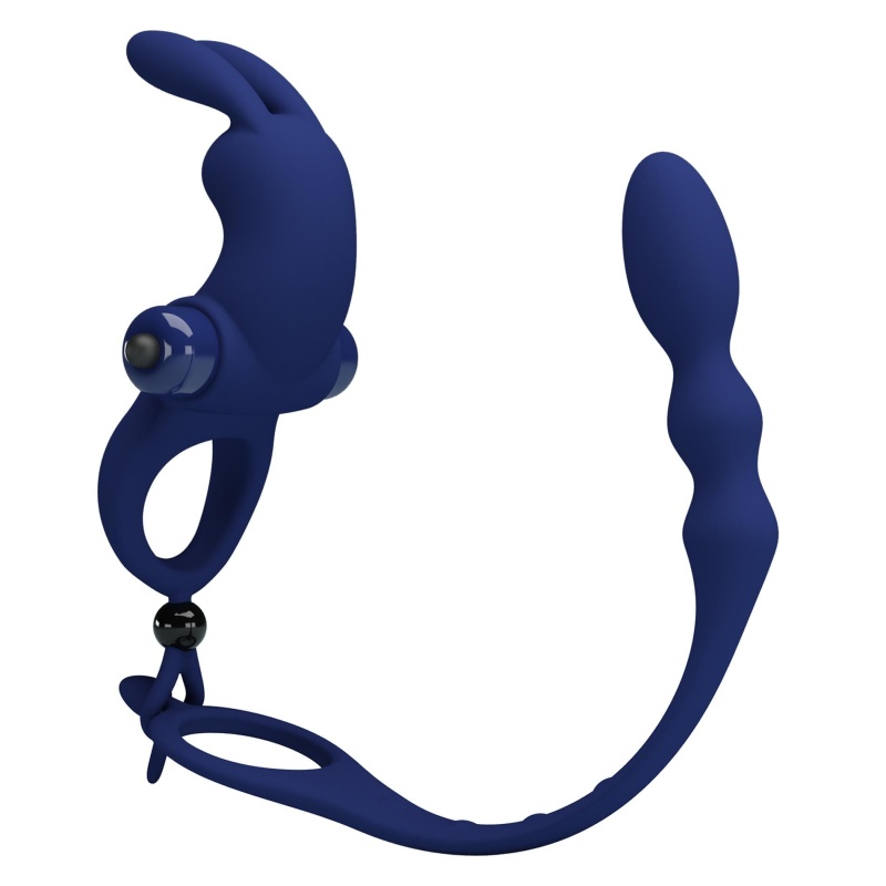 Pierścień na penisa z wtyczką analną Powerful Ring - 10 funkcji wibracji, 15 cm - 3