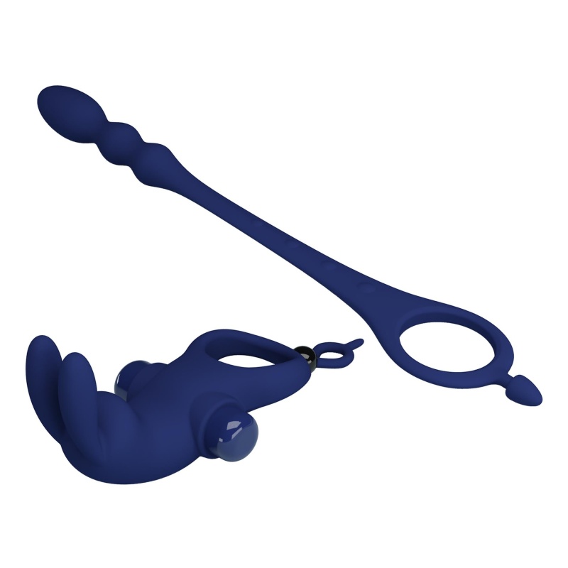 Pierścień na penisa z wtyczką analną Powerful Ring - 10 funkcji wibracji, 15 cm - 6