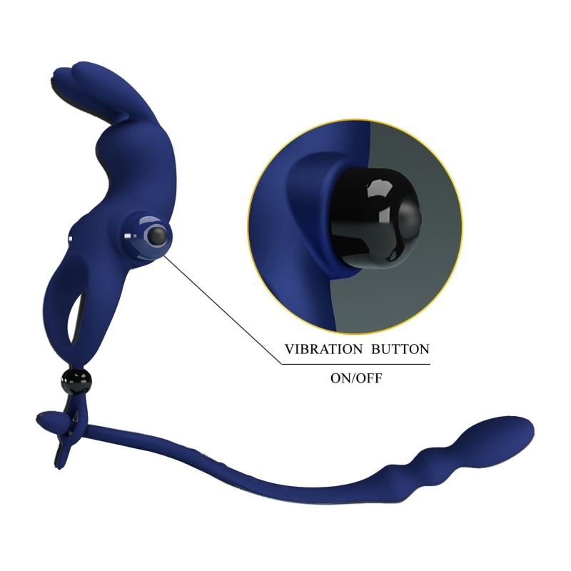 Pierścień na penisa z wtyczką analną Powerful Ring - 10 funkcji wibracji, 15 cm - 9