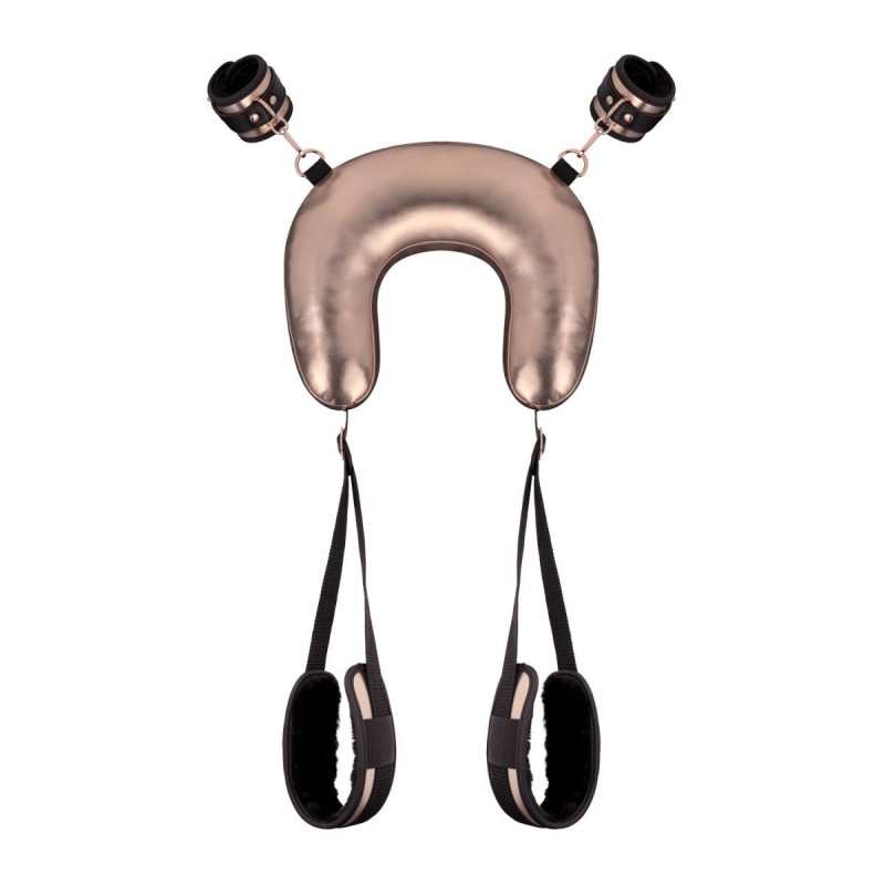 Rosy Gold Sling Restraint Set - regulowany zestaw do unieruchomienia nadgarstków i kostek z poduszką pod kark - 1