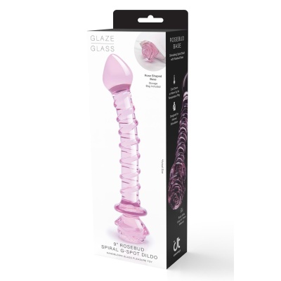 GLAZE GLASS ROSEBUD SPIRAL G-SPOT DILDO - 1