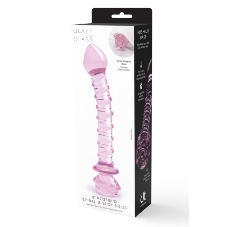 GLAZE GLASS ROSEBUD SPIRAL G-SPOT DILDO - 1