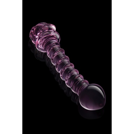 GLAZE GLASS ROSEBUD SPIRAL G-SPOT DILDO - 4