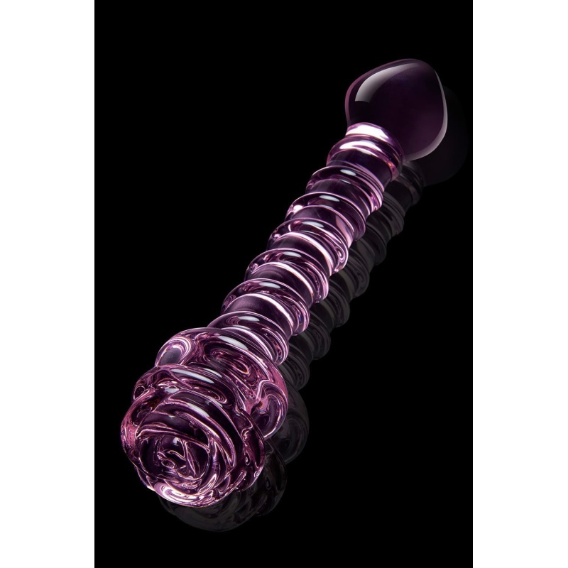 GLAZE GLASS ROSEBUD SPIRAL G-SPOT DILDO - 5