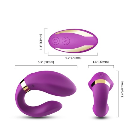 Wibrator dla par Crescent Purple (52-00030-1) - 9 trybów wibracji, pilot zdalnego sterowania, wodoodporny, 9,2 x 7,5 x 3,5 cm - 4