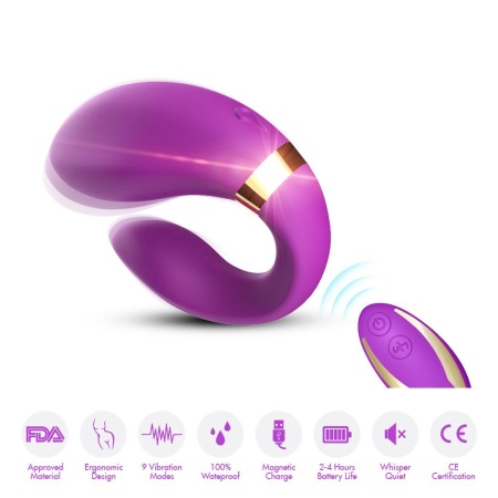 Wibrator dla par Crescent Purple (52-00030-1) - 9 trybów wibracji, pilot zdalnego sterowania, wodoodporny, 9,2 x 7,5 x 3,5 cm - 6