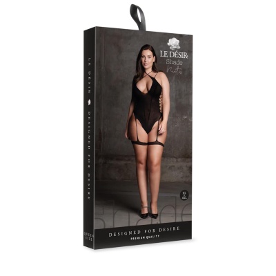 Metis XVI - Body with Garters and Crossed Neckline - Plus Size - 1 2