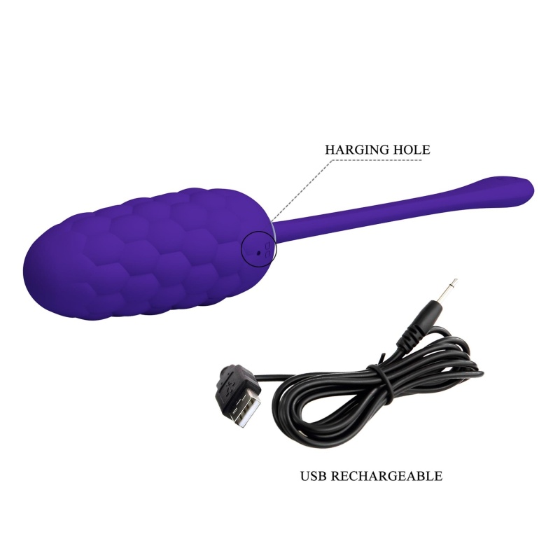 Jajko wibrujące Marina Egg Purple - 12 trybów wibracji, długość 17,5 cm - 12