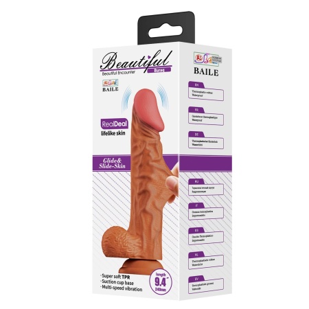 Dildo wibrujące Beautiful Encounter RealDeal z przyssawką o długości 23,9 cm - 11