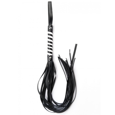 Black White Long Stripe Flogger - 1