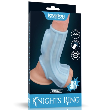Wibrujący pierścień erekcyjny Knights Ring z mankietem na mosznę 12,2 cm - 1