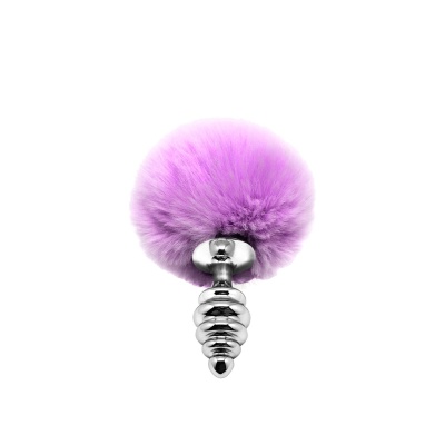 Metal Anal Fluffy Twist Plug S pink - 1 2