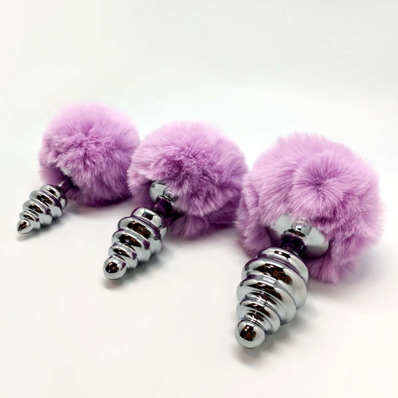 Metal Anal Fluffy Twist Plug S pink - 3