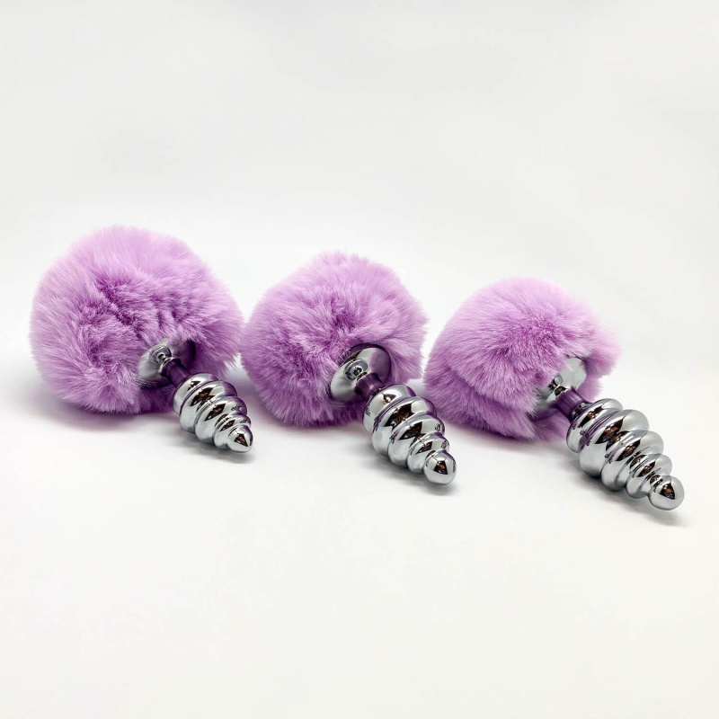 Metal Anal Fluffy Twist Plug S pink - 4