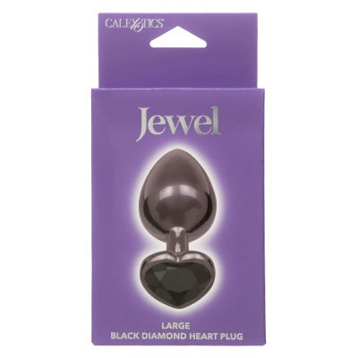 Korek analny Diamond Heart Plug Large Black 7 cm z kryształowym sercem - 1 2