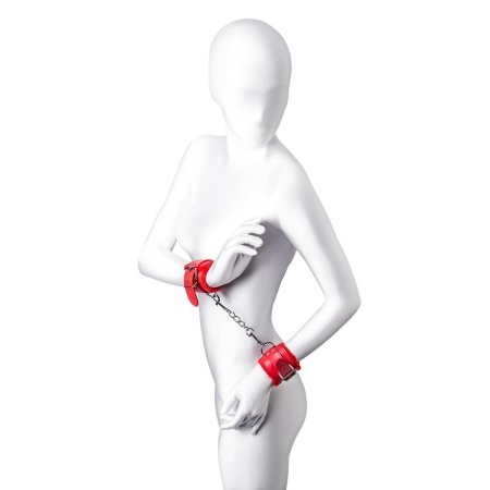 Anonymo handcuffs, PU leather, red, 27 cm - 3