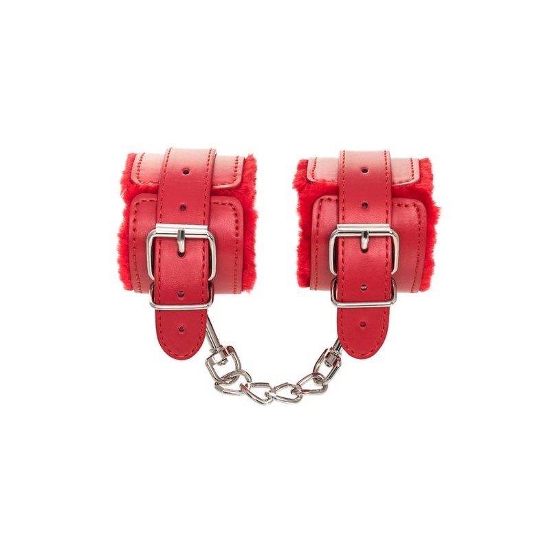 Anonymo handcuffs, PU leather, red, 27 cm - 4