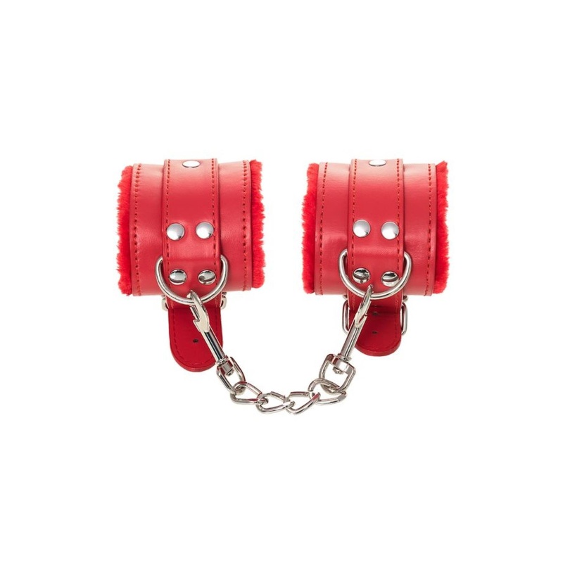 Anonymo handcuffs, PU leather, red, 27 cm - 5