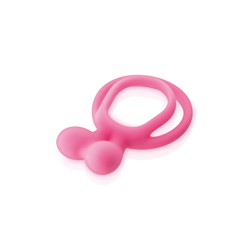 Pierścień erekcyjny Double Cockring Pink - podwójny silikonowy pierścień uciskowy z wypustką stymulującą łechtaczkę, średnica ze - 3