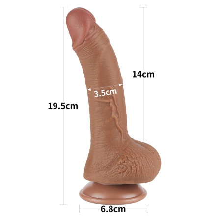 Dildo Sliding Skin Dual Layer Dong 19,5 cm brązowy - 2